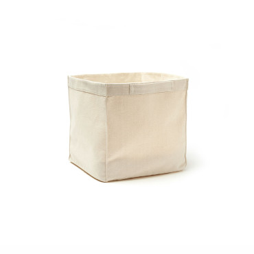 Panier de rangement en tissu coton bio 30x30cm blanc