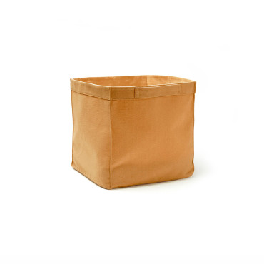 Panier de rangement en tissu coton bio 30x30cm marron