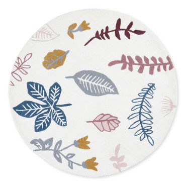 Tapis rond en laine - Pressed Leaves Rose - Camcam copenhagen