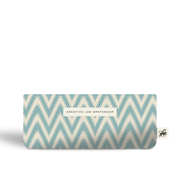 trousse triangulaire scolaire bleue ikat