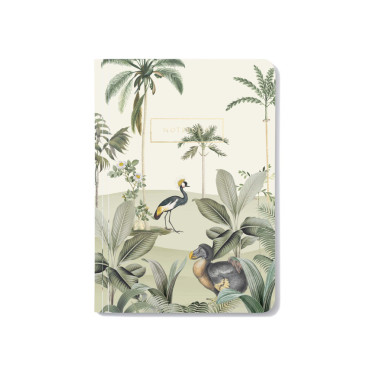 carnet A5 avec pages avec des lignes motif dodo jungle