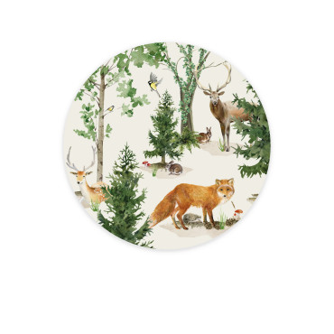 papier peint panoramique rond forêt renard