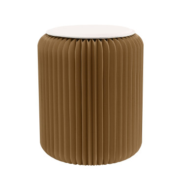 Tabouret en carton pliable avec assise Similicuir - Stooly marron 42cm