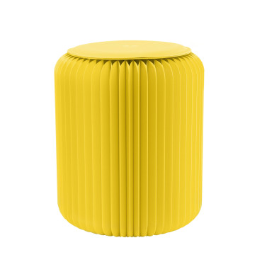 Tabouret en carton pliable avec assise Similicuir - Stooly jaune 42cm