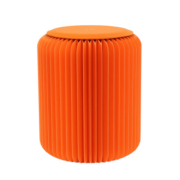 Tabouret en carton pliable avec assise Similicuir - Stooly orange 42cm