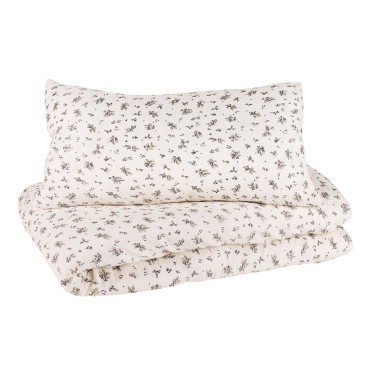 Parure de lit Enfant 140x200 Sloeberry Gaze de coton Bio Bonjour Little. Imprimé champêtre