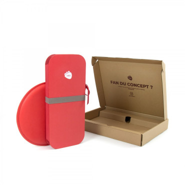 Tabouret en carton  Pliable 28 cm avec Galette en Similicuir - Stooly rouge