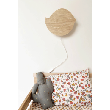 Applique murale oiseau bois april eleven déco animaux enfant, lumière oiseau