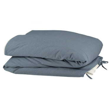 Housse de couette bleu à petits carreaux Camomile London Blue Check