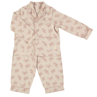 Ensemble pyjama fille rose clair à fleurs chemise et pantalon