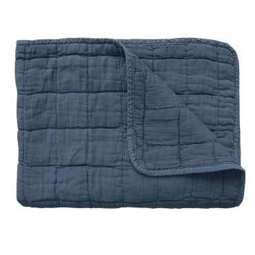 Couverture matelassée coton lavé bleu marine