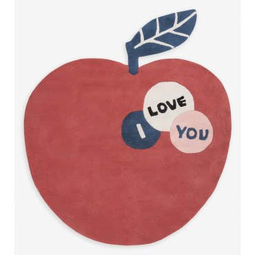 Tapis enfant Pomme rouge "Big Apple" avec le message "i love you"