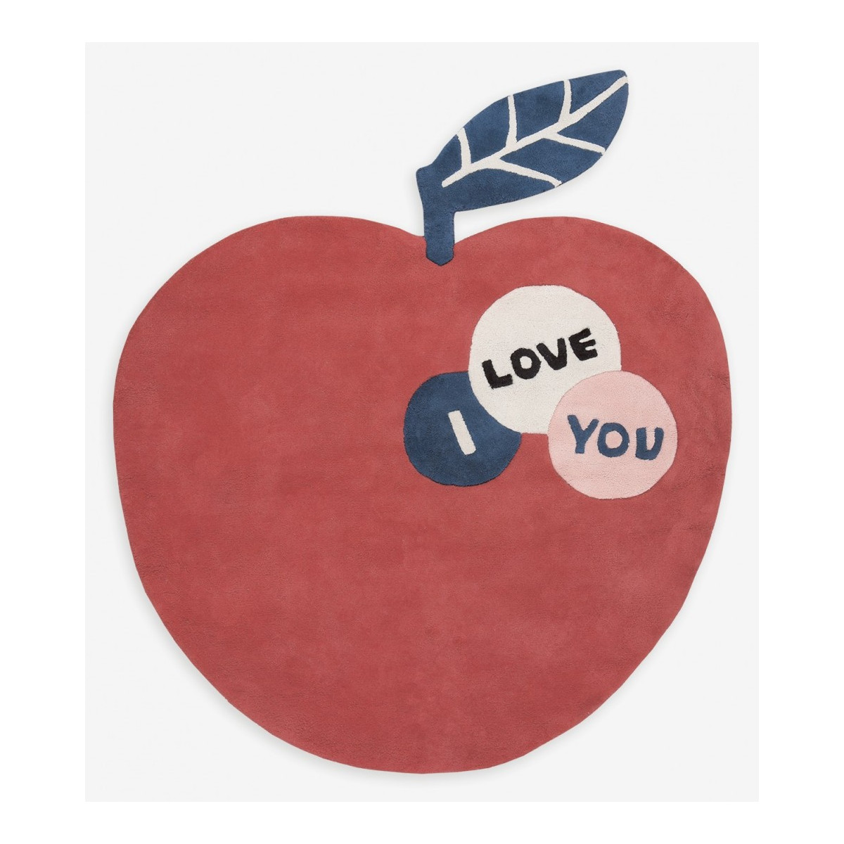 Tapis enfant Pomme rouge "Big Apple" avec le message "i love you" - Lilipinso