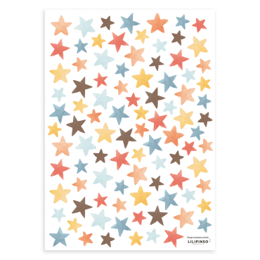 Stickers muraux étoiles colorées de différentes tailles