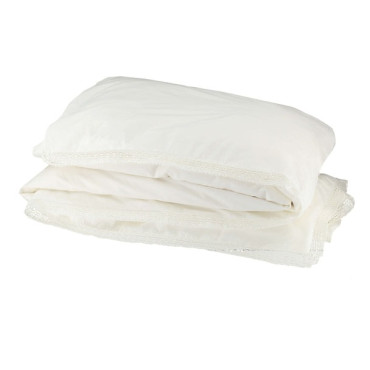 Housse de couette avec bordure en dentelle en percale de coton Camomile London