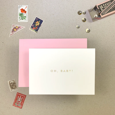 Carte de félicitations naissance "Oh Baby" en lettrage doré Imogen Owen