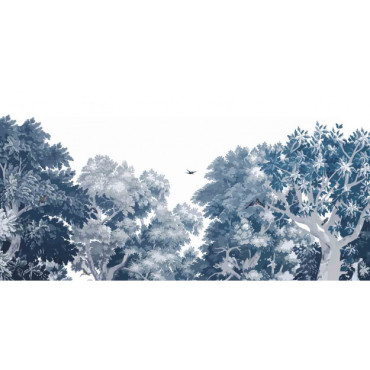 Papier Peint Panoramique forê bucolique bleu - Panoramique Dream Forest Blue Les Dominotiers