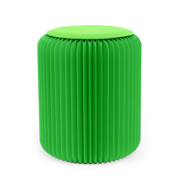 Tabouret en carton pliable avec assise Similicuir - Stooly vert 42cm