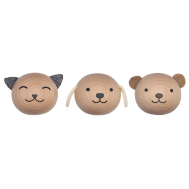 Set de 3 patères Animaux