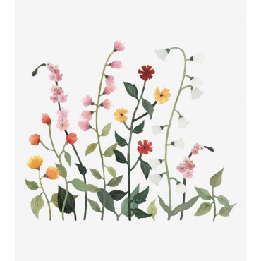grand Sticker mural fleurs sauvages colorées