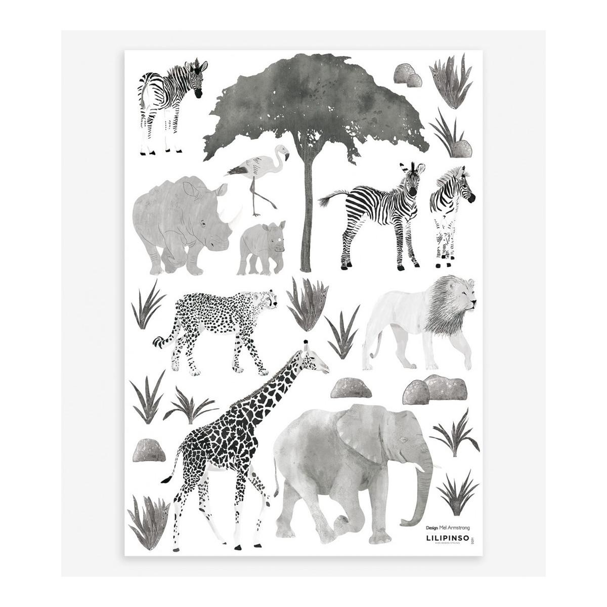 Stickers Chambre Bébé - Animaux Savane Eléphant