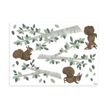 Stickers muraux écureuils et branches