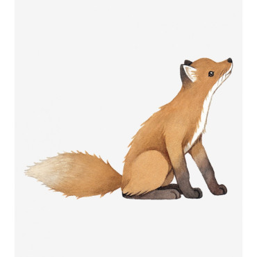 grand Sticker mural renard malicieux dans un style crayonné adorable