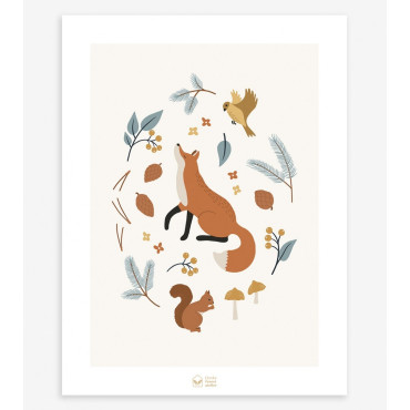 Affiche renard et forêt