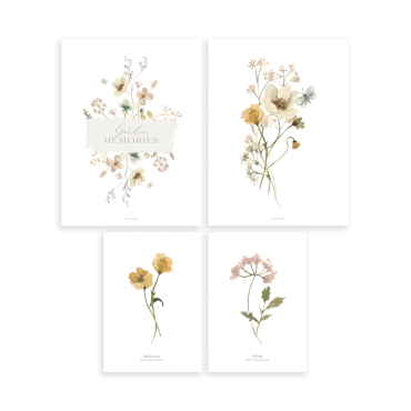 Lot de 4 Affiches Fleurs