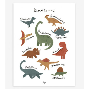 Affiche Dinosaures pour la chambre d'enfant.