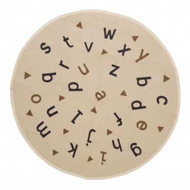 Tapis rond alphabet beige diamètre 135 cm 100% coton