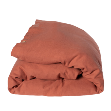 Housse de couette 140 x 200 lit simple petit picotin terracotta