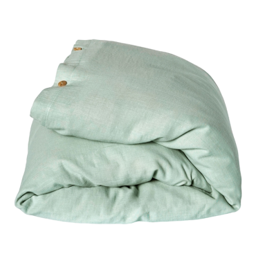 Housse de couette 140 x 200 lit simple petit picotin vert d'eau