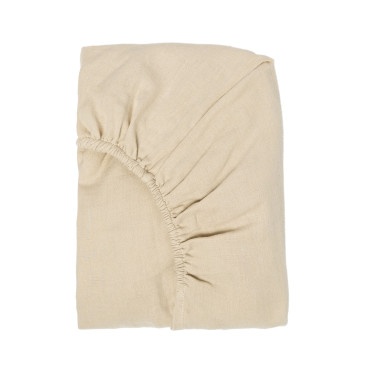 Drap housse beige petit picotin 90x200