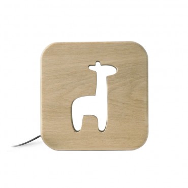 veilleuse girafe en bois chêne massif made in france avec ruban led