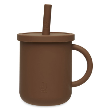 Gobelet silicone avec paille Jollein caramel