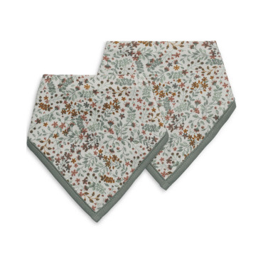 Lot de 2 bavoirs bandana fleuri Bloom Jollein