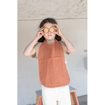 Serviette de table bavoir rose terracotta tomette Gab