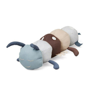 Jouet d'activité Chenille bleu - CamCam Copenhagen Caterpillar activity toy bleu stripe