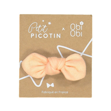 Barrette crocodile cheveux tissu Made in France Petit picotin rose nude