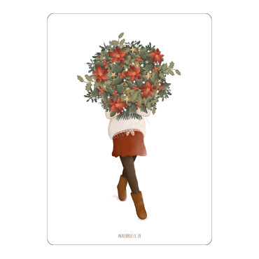 Carte 'Fille au bouquet Hiver' - Papier Poetic