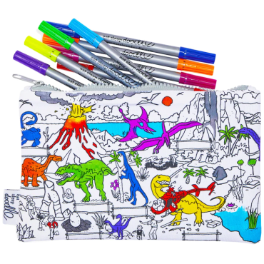 Trousse dinosaure à colorier avec feutre effaçable Eatsleepdoodle