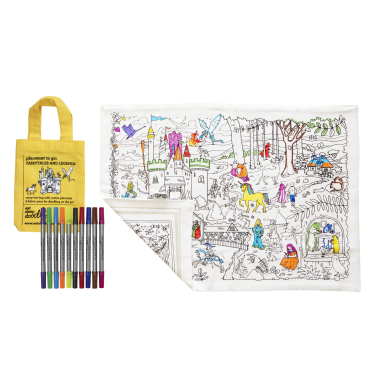 Set de table à colorier lavable 'Contes et légendes' avec 10 feutres lavables Eatsleepdoodle