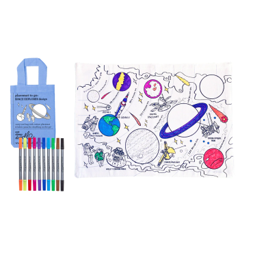 Set de table à colorier lavable 'Exploration de l'espace' avec 10 feutres lavables Eatsleepdoodle